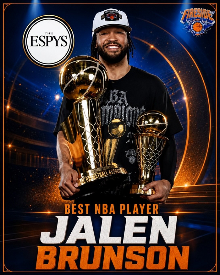 恭喜！布伦森当选ESPY年度最佳NBA运动员：战胜文班SGA约基奇